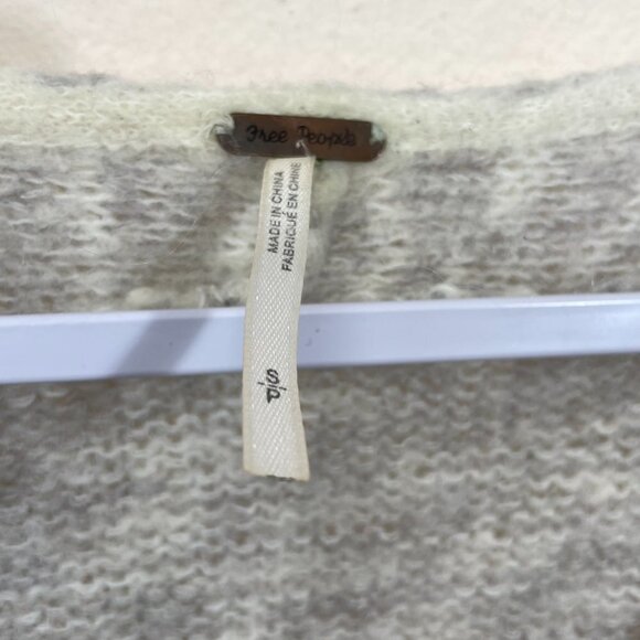 FREE PEOPLE Size S V Neck SWEATER Alpaca Mohair Blend Gray Pullover Gray - Picture 3 of 6